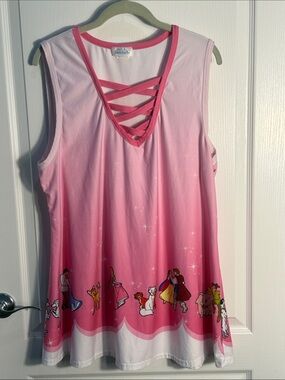 Pink Enchanted Dress Shop Disney Ombré Dress Criss Cross Neck XL Cotton  L31.5”